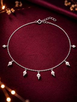 CLARA - Women 925 Sterling Silver White Driti Pearl Anklet