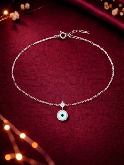 CLARA - Women 925 Sterling Silver Blue Evil Eye Anklet