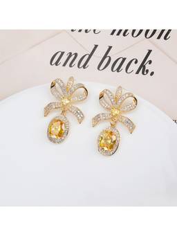 MINAKI - Yellow Lemon Zest Ribbon Earrings