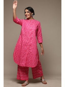 Biba - Women Pink Cotton Straight Kurta and Palazzo
