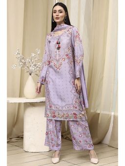 Biba - Purple Modal Blend Straight Kurta and Palazzo with Dupatta