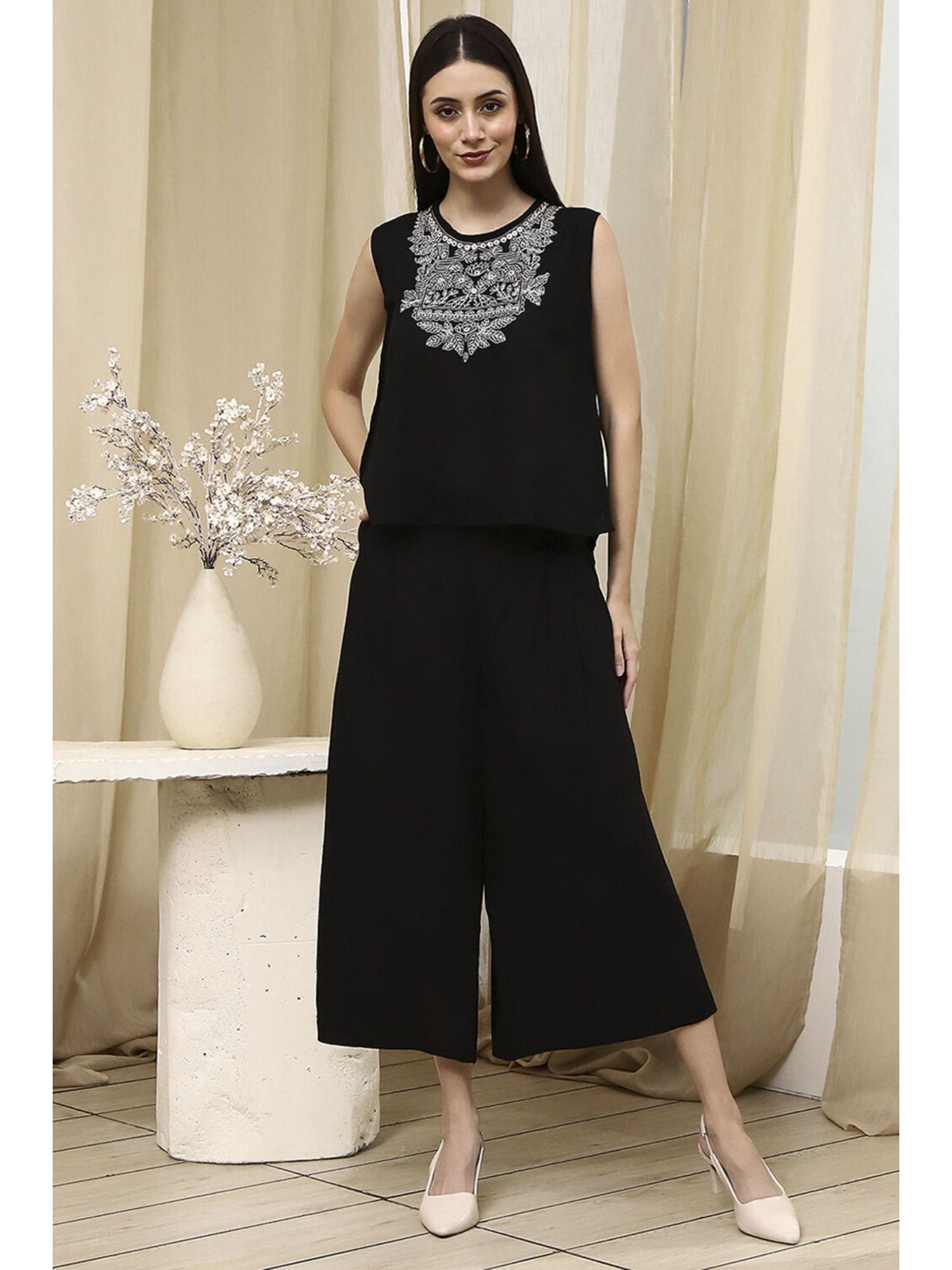 biba Women Black Solid Straight Co-Ord-picture-21