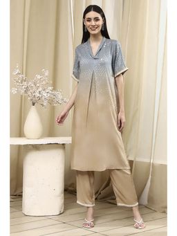 Biba - Women Grey and Beige Printed Straight Kurta and Palazzo