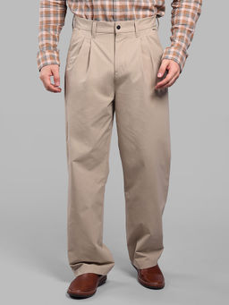 ROOKIES - Khaki Loose Fit Pleated Korean Pants