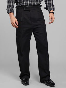 ROOKIES - Black Pleated Korean Fit Cotton Trouser