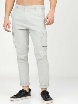 HIGHLANDER - Men Grey Slim Fit Easy Wash Cargos