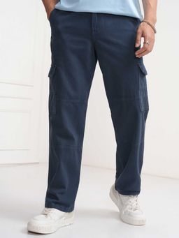 HIGHLANDER - Men Blue Cargo Cut and Sew Regular Fit Trouser