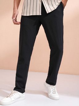 HIGHLANDER - Men Textured Elasticated Waist Band Regular Fit Trouser