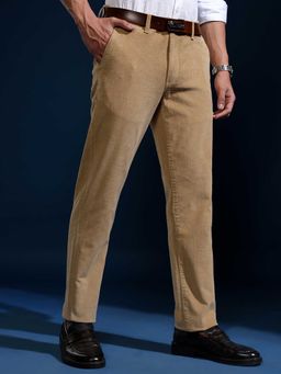 HIGHLANDER - Men Corduroy Textured Slim Fit Smart Trouser