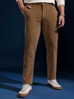 HIGHLANDER - Men Corduroy Textured Smart Slim Fit Trouser