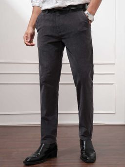 HIGHLANDER - Men Corduroy Textured Slim Fit Smart Trouser