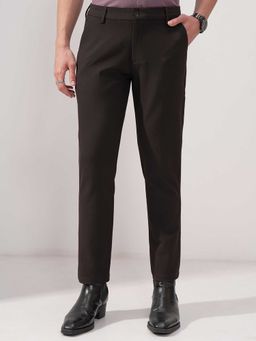 HIGHLANDER - Men Purple 4 Way Lycra Super Stretch Melange Textured Traveller Pant