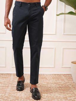 LOCOMOTIVE - Men Navy Mid Rise Slim Fit Trouser