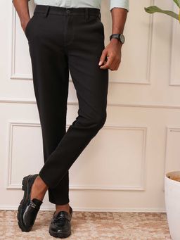 LOCOMOTIVE - Men Black Mid Rise Slim Fit Trouser