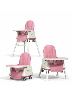 Safe-O-Kid - Baby 4-In-1 Premium Wheel High Chair- Pink (0-36 Months)