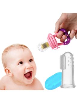 Safe-O-Kid - Baby Fruit Nibbler Feeder and Finger Brush-Baby Tongue Cleaner (0-36 Months)