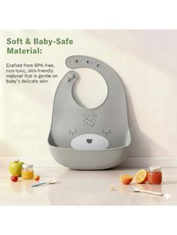 Safe-O-Kid - Premium Silicone Baby Bib- Grey (0-36 Months)