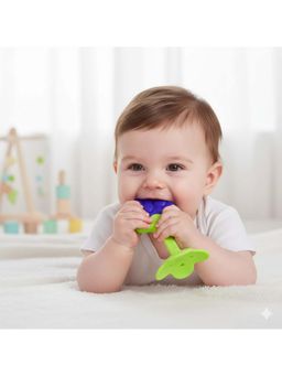 Safe-O-Kid - Baby Organic Silicone Fruit Teether- Blue (0-36 Months)