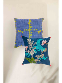 Freedom Tree - Blue Ensemble Twilight Tuberose Cushion Covers (Pack Of 2)