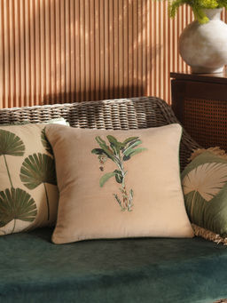 Pure Home + Living - Beige Green Palm Print Cushion Cover