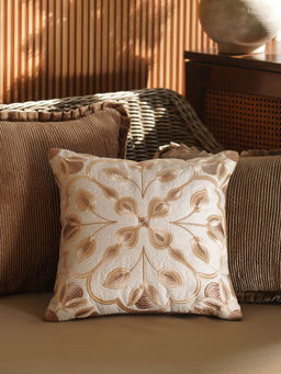 Pure Home + Living - Beige Off White Embroidered Cushion Cover