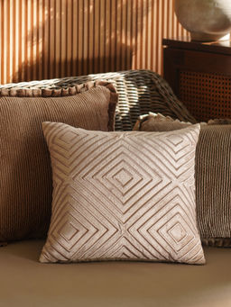 Pure Home + Living - Beige Diamond Stripe Embroidered Cushion Cover