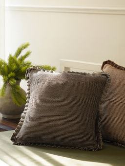 Pure Home + Living - Dark Brown Textured Striped Cushion Cover