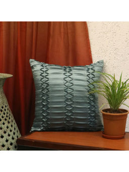 Zeba World - Blue Technique Pleated Polyester Cushion Cover (16 x 16 Inches)