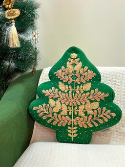 Revive Home - Green Christmas Filled Cushion