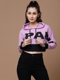 KASSUALLY - Printed Crop Hoodie