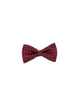 The Tie Hub - Maroon With Yellow Mini Polka Bow Tie For Men