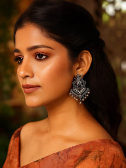 Digital Dress Room - Drop Earrings Trumpet Playing Design With Ghungroo