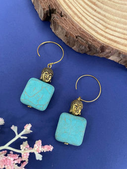 Digital Dress Room - Dangler Earrings Buddha With Blue Turquoise Stone Design