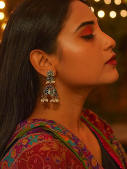 Digital Dress Room - Flower With Pearl Design Jhumkas