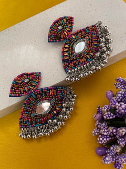 Digital Dress Room - Beaded Earrings Evil Eye Design With Ghungroo