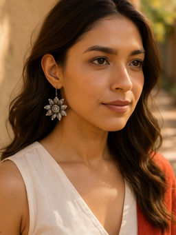 Digital Dress Room - Flower Design Drop Earrings