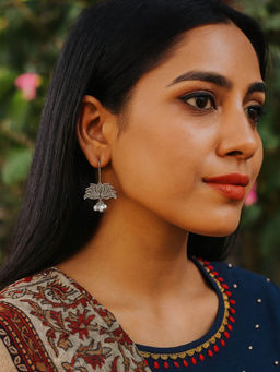 Digital Dress Room - Dangler Earrings Lotus Flower Design With Ghungroo