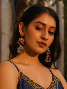 Digital Dress Room - Drop Earring Flower With Ghungroo Design