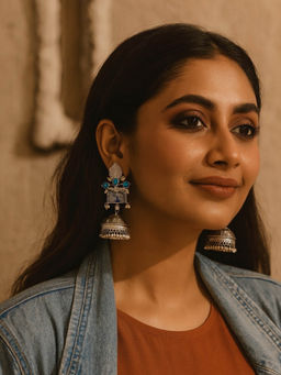 Digital Dress Room - Flower Pearl Design Jhumkas