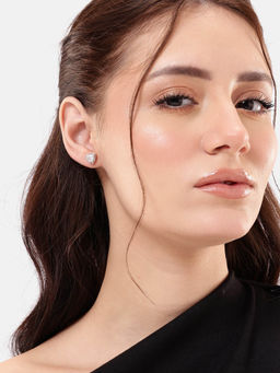 Carlton London - 18kt Rose Gold Plated CZ Triangular Stud Earring