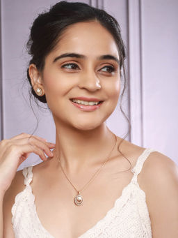 Saraf RS Jewellery - Gold Toned Pearl Beaded Designer Minimal Pendant Jewellery Set