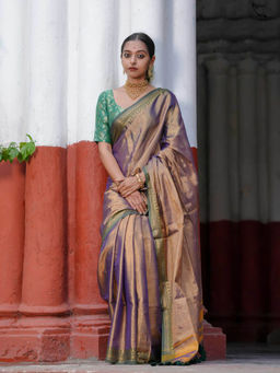 Suta - Purple Cotton Zari Saree Without Blouse