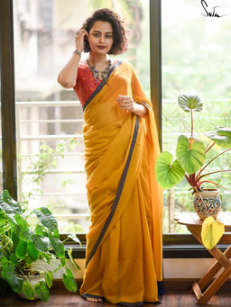 Suta - Mustard Mul Cotton Saree Without Blouse