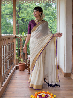 Suta - Off White Mul Cotton Saree Without Blouse