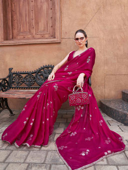 Tikhi Imli - Pink Colored Designer Saree with Unstitched Blouse