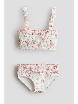 H&M - Girls White Patterned Smock-Detail Bikini