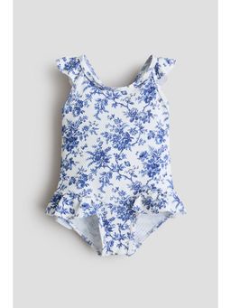 H&M - Girls White Floral-Print Swimsuit