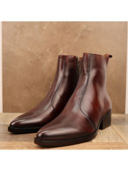 Mille Dollari - Men Brown Casual Boots with Side Zip and Sleek Finish