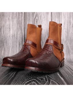 Mille Dollari - Men Brown Casual Boots with Textured Front and Strap Detail