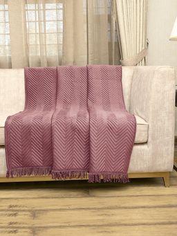Saral Home - Chevron Sofa Throw Peach